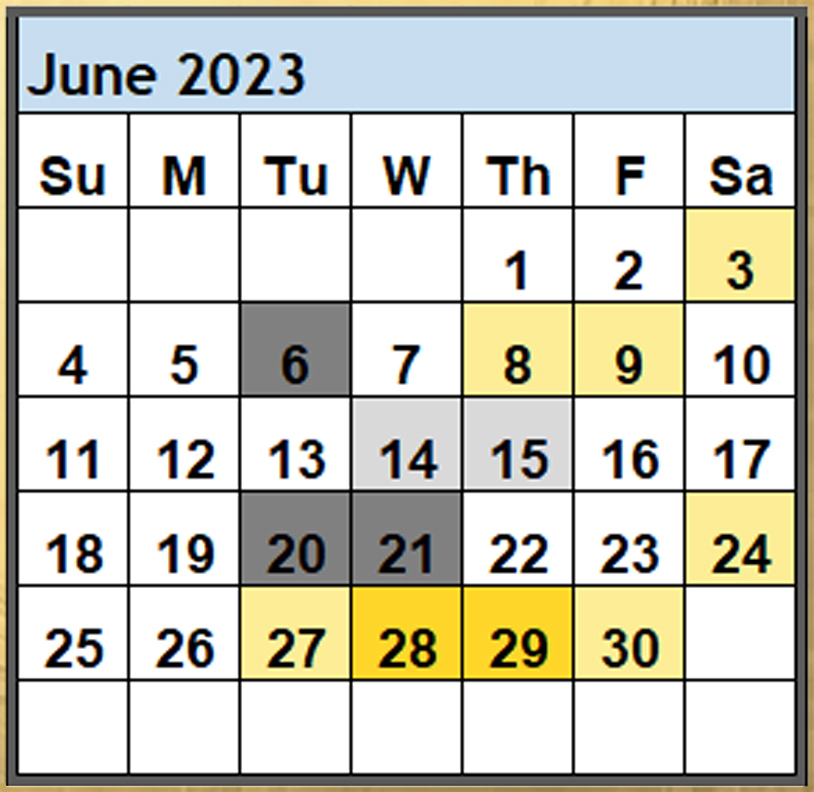 Magi Helena Best Worst Days June 2023 Scientific Multidimensional Astrology Astro-Calendar Astro Calendar Timing Calendar