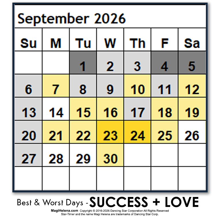 Genesis Astrology Best and Worst Days Days September Sept 2026 Win Days Fail Days Scientific Multidimensional Astrology Astro-Calendar Astro Calendar Timing Calendar Magi Helena